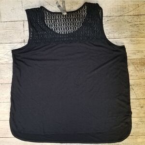 Penningtons Black Tank Top With Lace Neckline 2X
